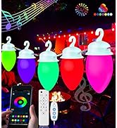 48Ft Outdoor Christmas String Lights - Waterproof 20 LED Bulbs Music Sync Patio Lights C9 Outdoor...