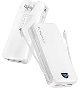 Portable Charger, 20000mAh PD20W USB C Power Bank Fast Charging with Built-in Cables &amp; Wall Plug,...