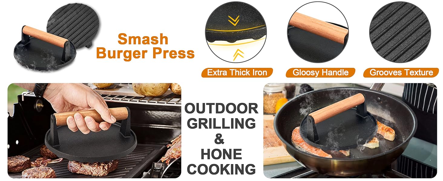 smash burger press humburger smasher tool cast iron bacon presses meat steak patty maker