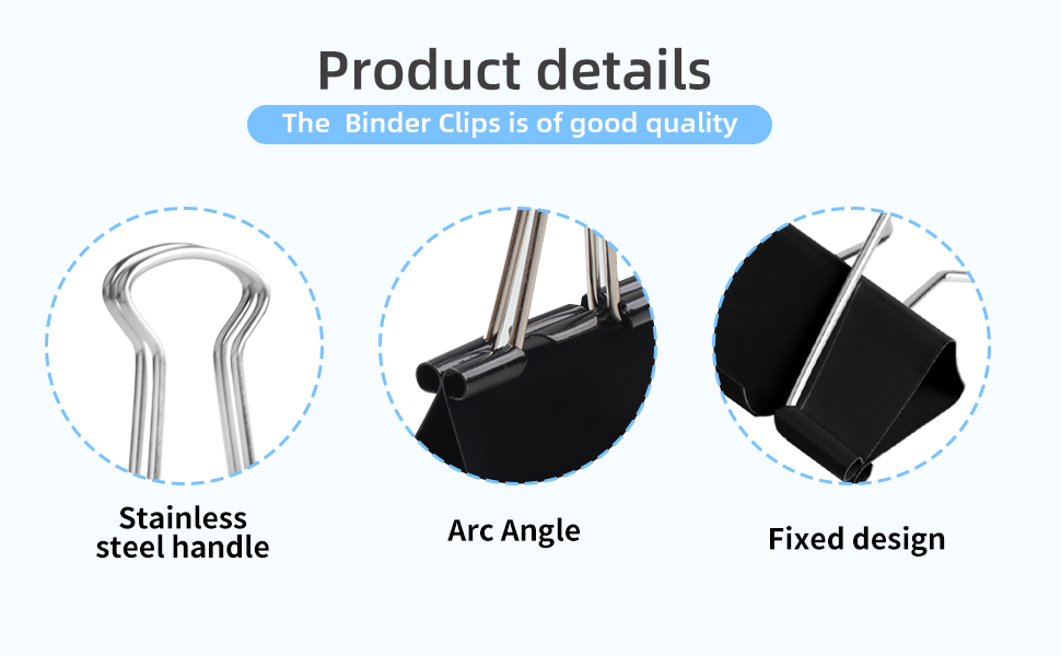 6 Sizes Binder Paper Clips for Office