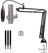 Quadcast S Boom Arm - Upgraded Mic Stand with Mic Cover, Professional Adjustable Scissor Boom Arm...
