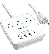 Cruise Essentials,6 Ft Power Strip with 3 Outlets and 4 USB Ports(1 USB C), Non Surge Protector f...