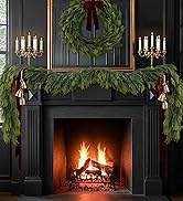 N&T NIETING 2 PCS Artificial Norfolk Pine Garlands, Real Touch Pine Garland Faux Greenery Garland...