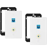 Iwillink 10Gbps Ethernet Wall Plate CAT6A, 2-Port Keystone Wall Plate and Jack Outlet, COAX Wall ...
