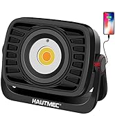 HAUTMEC Rechargeable Work Light, 360°Rotating COB 1500LM Portable Flood Light with Magnetic Base ...