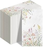 100 Spring Flower Napkins - Watercolor Wild Flower Disposable Hand Towels - Napkins Disposable De...