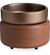 CANDLE WARMERS ETC 2-in-1 Candle and Fragrance Warmer for Candles &amp; Wax Melts (Bronze/Walnut) – S...