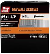 Grip-Rite 114CDWS5#6 X 1-1/4" Phillips Bugle Head Coarse Thread Sharp Point Drywall Screw, 5lb Box