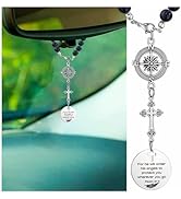 Qpige Cross Car Charm Rear View Mirror Accessories for Women, for He Will Order His Angels to Pro...