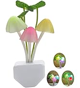 Smart Dusk to Dawn Sensor Led Night Light, 0.6W Multi-Color Changing Plug-in Mushroom Dream Bed N...