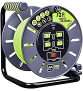 Masterplug 75ft Cord Reel, Extension Lead with Winding Handle, Safety Overload Circuit Breaker an...