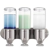 simplehuman Triple Wall Mount Shower Pump, 3 x 15 fl. oz. Shampoo and Soap Dispensers, Stainless ...