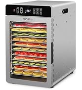 SUCICENI Food Dehydrator Machine for Jerky 11ft², 12 Trays 1000W Stainless Steel Dehydrator with ...