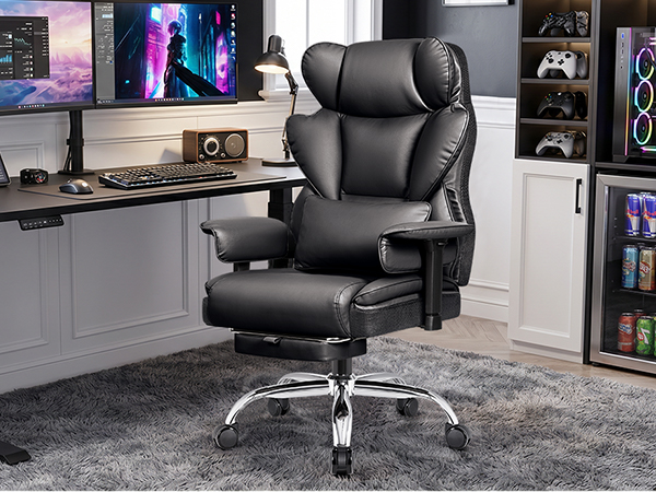 BESTFAIR Big and Tall Office Chair - High Back Executive Chair with Footrest &amp; Lumbar Support
