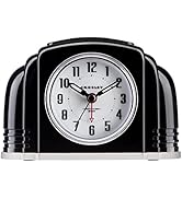 Timelink Crosley Vintage Art Deco Analog Alarm Clock, Quiet Sweep Non-Ticking, Automatic Dimmable...