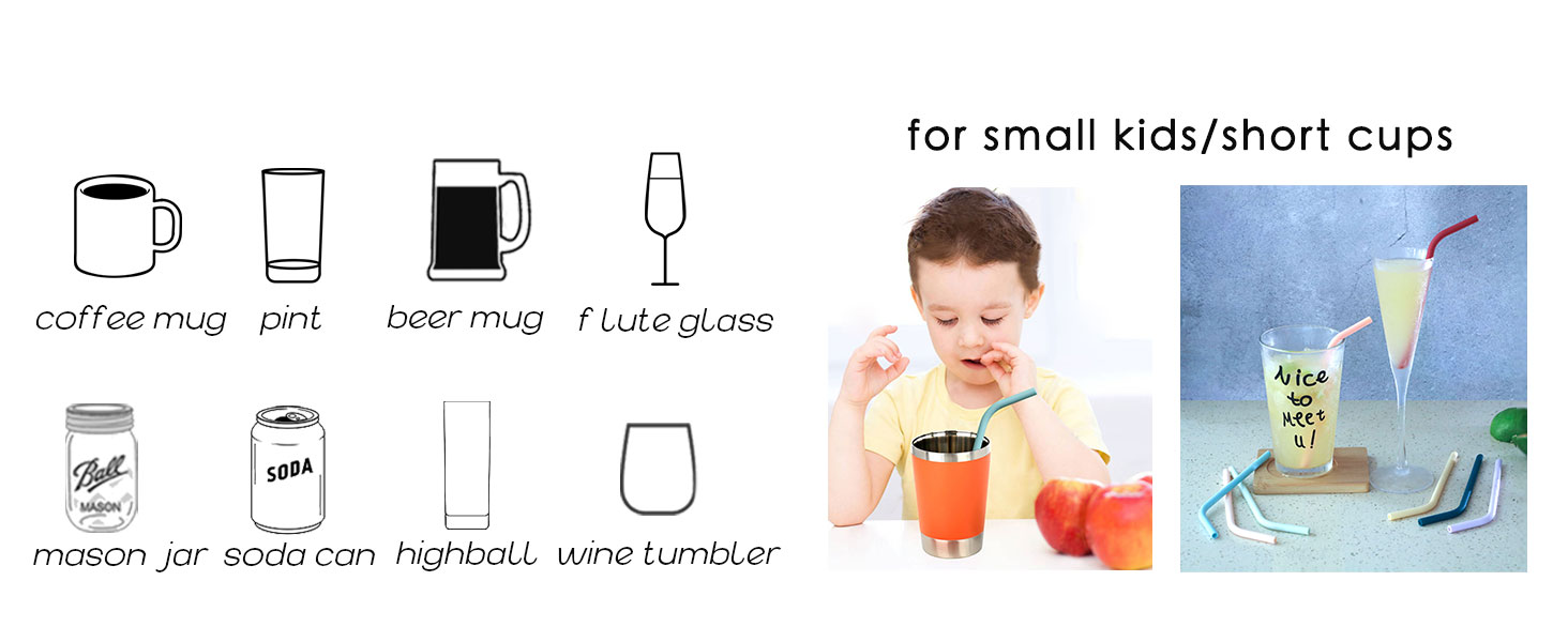 short silicone straws