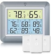 Urageuxy Weather Station Wireless Indoor Outdoor Thermometer with 3 Sensors, Remote Temperature M...