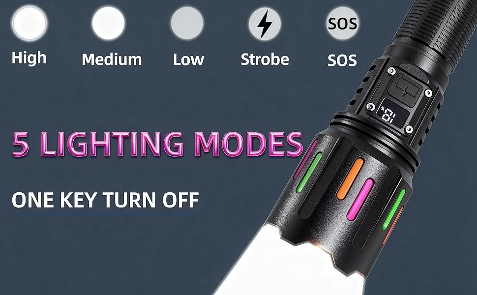 5 modes rechargeable led flashlight