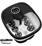 KNQZE Collapsible Foot Spa Electric Foot Bath with Heat, Bubble, Remote, 24 Motorized Shiatsu Mas...