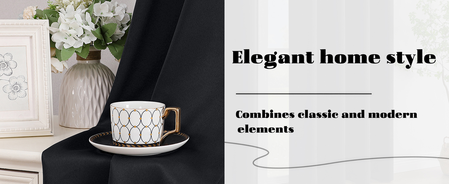 black curtains