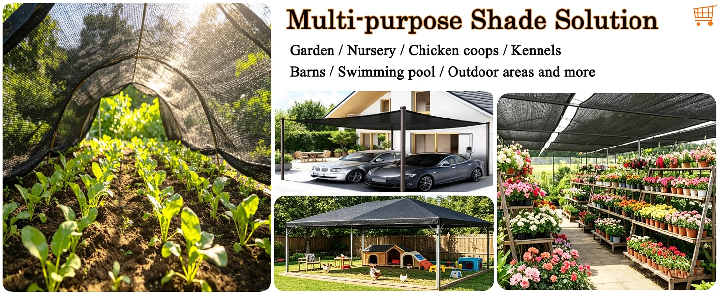 multi-purpose shade solution for garden/nursery/kennel/swimming pool/barn/chicken coop/outdoor area
