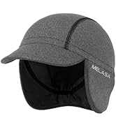 MELASA Winter Fleece Cycling Cap, Ear Warmers Skull Cap Helmet Liner with Sun Visor, Bike Hat Run...