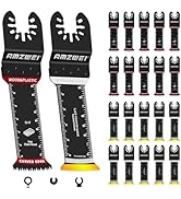 AMZWEI 20 Pcs Extra Long Titanium Oscillating Tool Blades &amp; Japanese Teeth, Curved Edge Multitool...