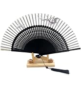 ffscafscn Hand Fan for Vintage Japanese Bamboo Silk Elegant for Dance Music Festival Wedding Chur...