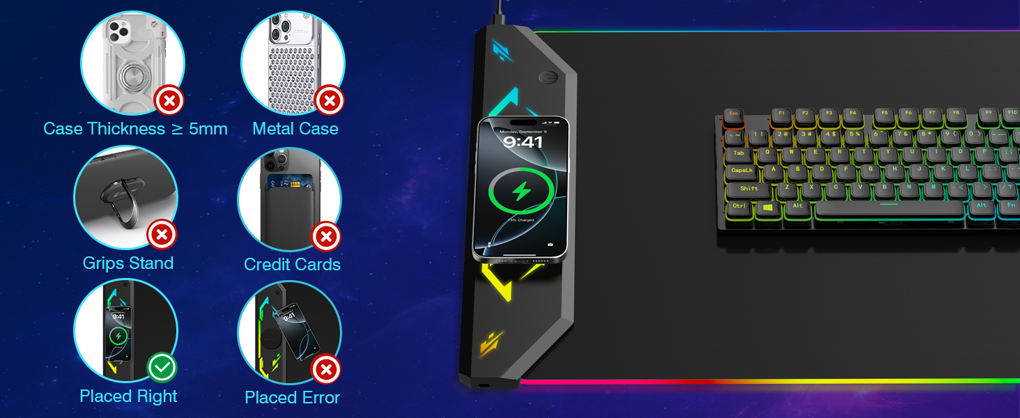 Gaming mouse pad RGB mousepad wireless charging