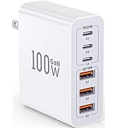 USB C Charger Block, 100W 6-Port Fast Charger Multiport Type C Charging Block, USB Wall Plug Dual...