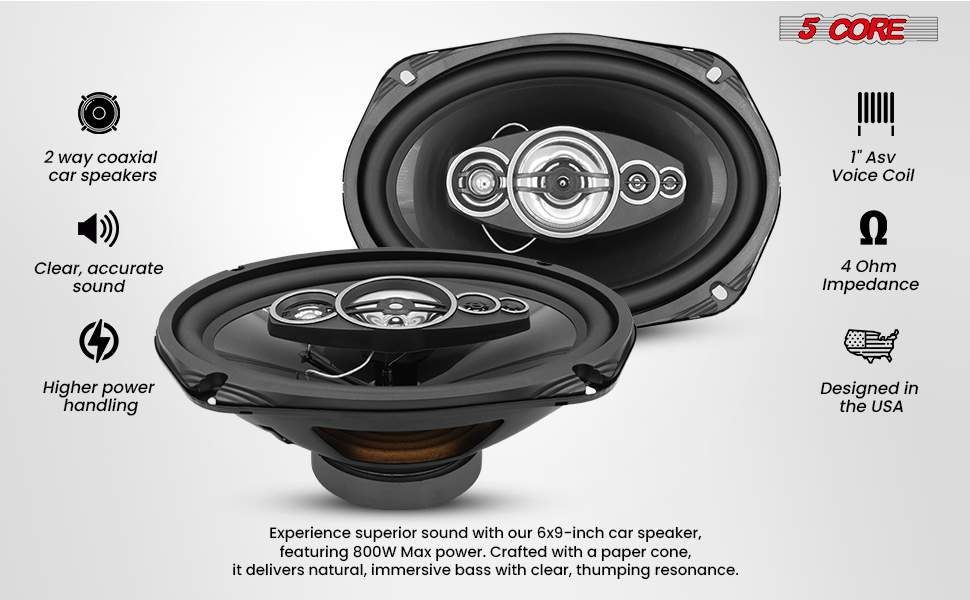 coaxial car speaker audio stereo 2 way full range door dash mount component system