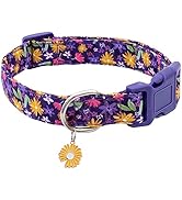 Faygarsle Cotton Dog Collar Cute Dog Collars for Small Medium Large Dogs Purple Yellow Floral Col...