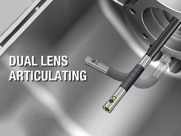 Dual Lens Articulating borescope inspection camera with light