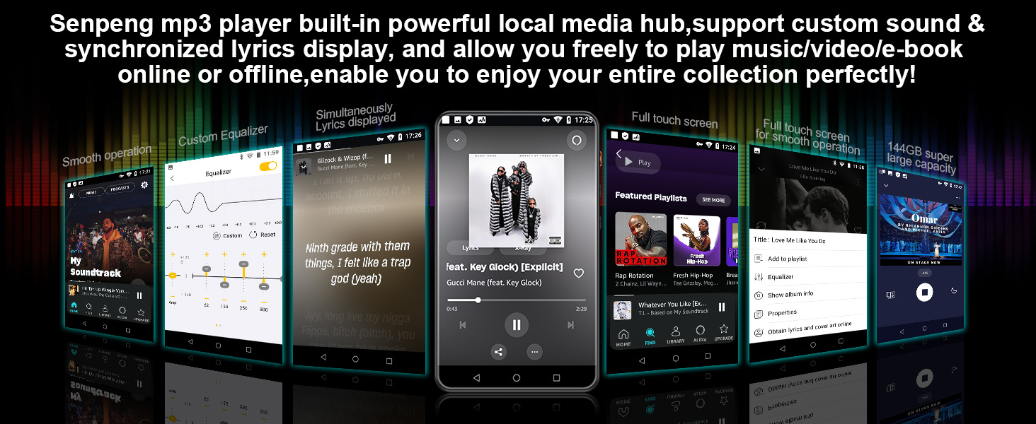 144GB intelligent MP4/MP3 Player with 4-inch full-color touch screen