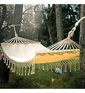 Double White Natural Canvas Handmade Hammock Beautiful Boho Style, Brazilian Deluxe Hammock Bed o...