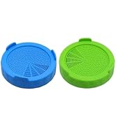2Pcs Blue and Green Sproutings Lid jar Sproutings Lids Plastic Lid with Stainless Steel Screen fo...