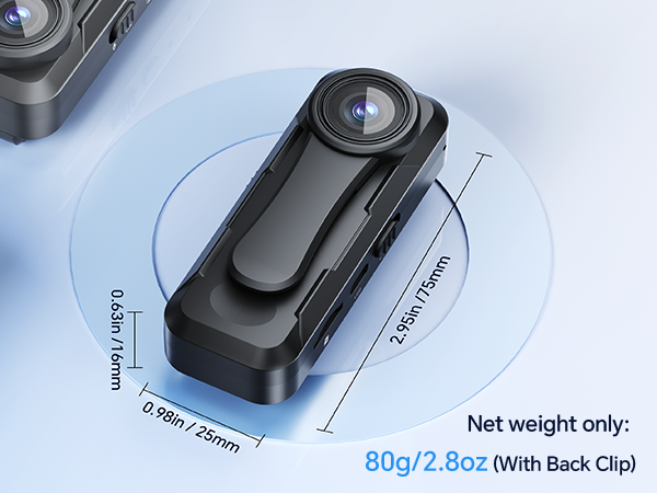W1 Body Camera Size Display
