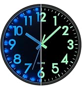 JoFomp LED Wall Clock for Bedroom Night Glow, 12 Inch Silent Wall Clocks Battery Operated, Light ...
