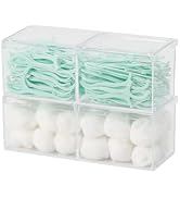 GOXITAX 2 Pack Bathroom Container with Divider, Plastic Vanity Storage Canister Jars with Lid for...