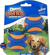 Chuckit Ultra Squeaker Ball Dog Toy for Medium Breeds - Bouncy Squeaky Fetch Balls for Dogs - Flo...