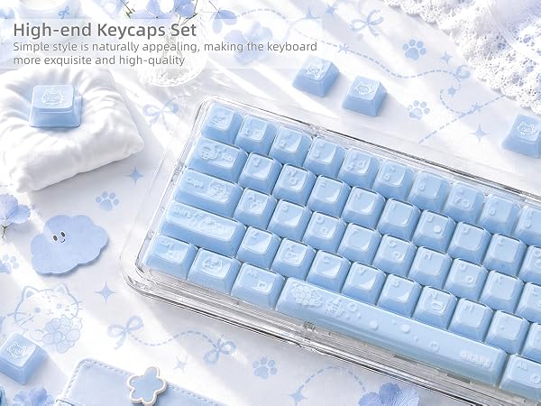 Shine through Keycaps Set OEM Profile, Cute Custom Keycaps, Jelly Keycaps, Clear Cute Keycaps