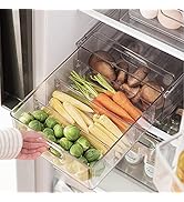 LALASTAR Refrigerator Organizer Bin with Pull-out Drawer, Large Fridge Organizer and Storage Clea...