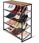 5-Tier Tilting Adjustable Freestanding Shoe Rack 12-Pairs 31.5 in Length for Durability and Stabi...