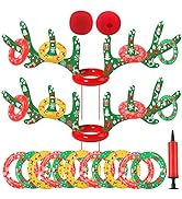 Uniqhia Inflatable Reindeer Antler Ring Toss Game, 2023 Christmas Games Ring Toss for Christmas P...
