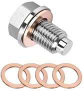 Icyfond M12x1.5 Magnetic Oil Drain Plug, Stainless Steel Strong Magnetic Oil Pan Drain Nut Bolt w...