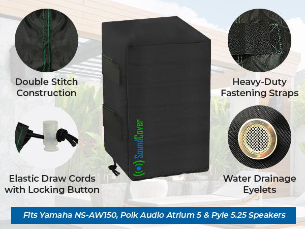 outdoor speaker covers heavy duty water sun sand protection UV 50 snug fitting dust double stitch