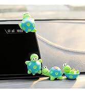 4Pcs Cute Resin Tortoise Figurines for Car Dashboard – Mini Turtle Ornaments for Car Moni...