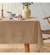 Karseteli Natural Linen Rectangle Tablecloth, Slubby Textured Lightweight Table Cloth 60 x 84 Inc...