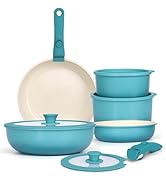 5pcs Pots and Pans Set Non Stick, Nonstick Cookware Set Detachable Handle,Ceramic Pots for C...