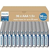 Philips AAA Batteries 92 Bulk Pack, 1.5v Ultra Alkaline Triple AAA. Batteries, 10-Year Shelf Life...